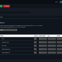 Template Menus Settings